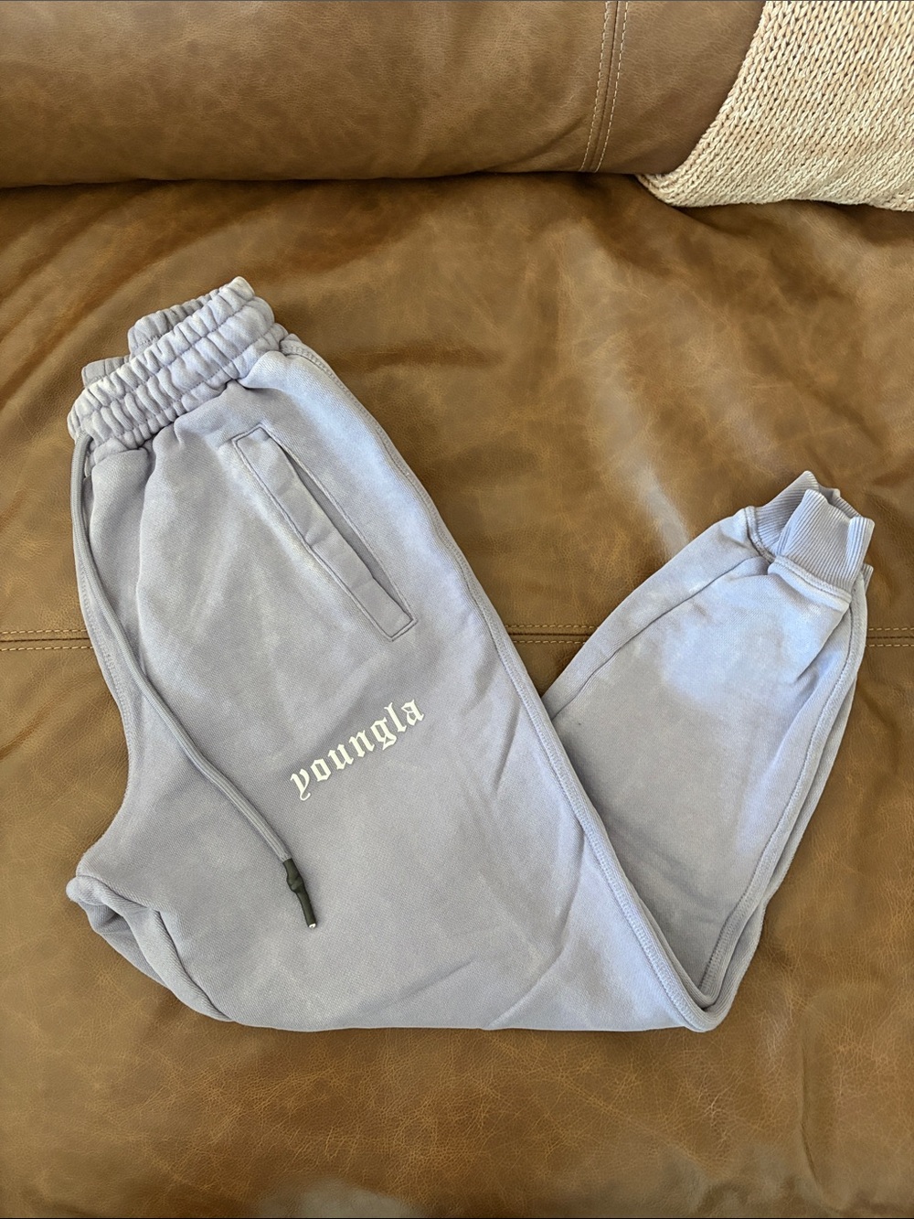YoungLA Light Purple Joggers with Script Logo